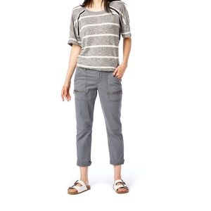 Gray Cropped Stretch Cargo Pants 2